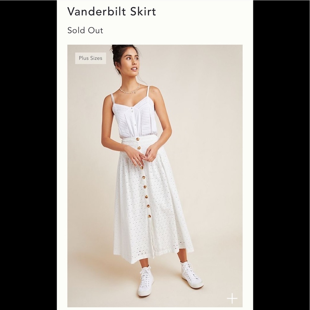 NWT 6 Anthropologie Vanderbilt skirt white Maeve